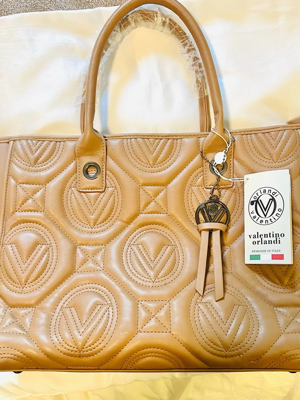 Valentino Orlandi Italian Leather Satchel with Branded Guitar Strap - NWT